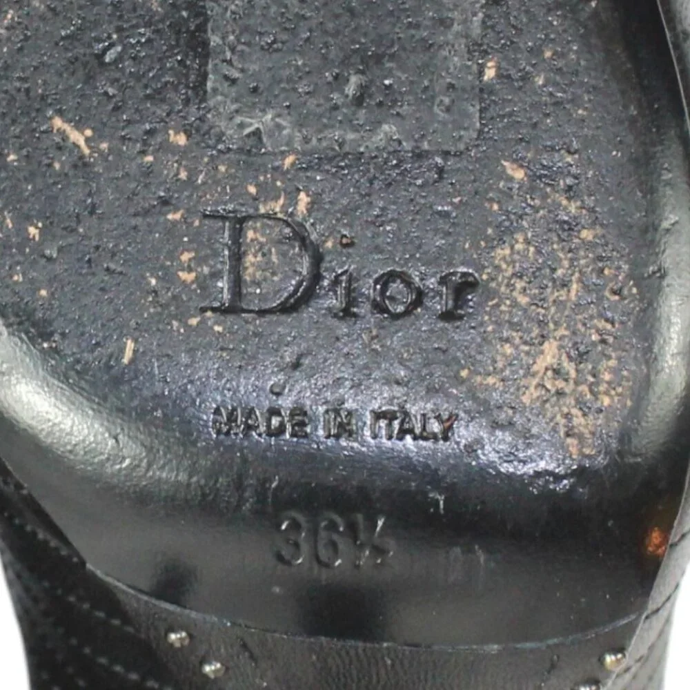 Christian Dior Muse Black Leather Scallop Edging Stud Eyelet Detailing Stiletto